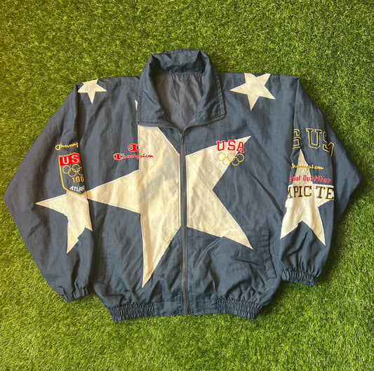 RARE VTG 1996 Atlanta Olympic Games Team USA Champion Windbreaker