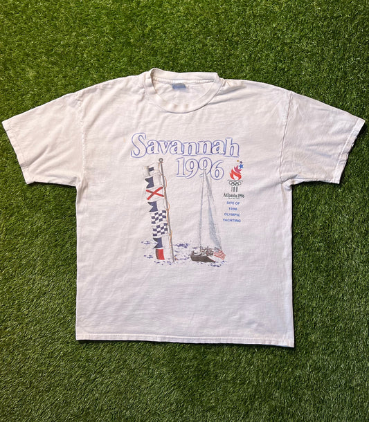 RARE VTG 1996 Atlanta Olympic Savannah Yachting Tee By Champion