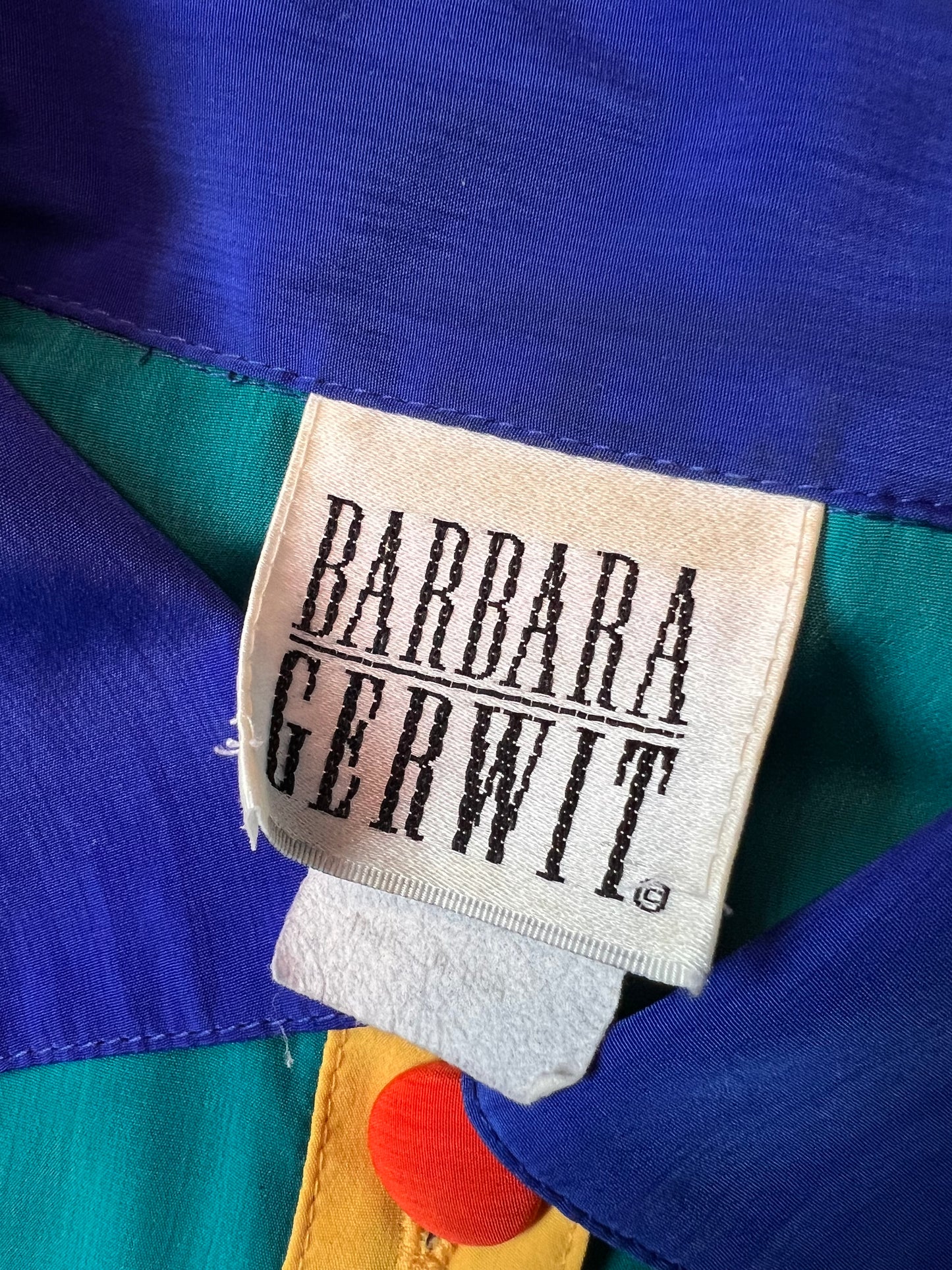 Rare VTG 90s Barbara Gerwit Silk Colorblock Button-Up Blouse