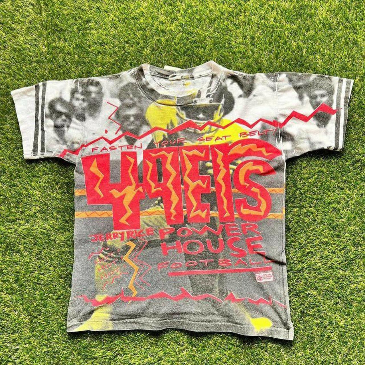 Jerry Rice: San Francisco 49ers’ VTG Retro AOP “Power House Football” Tee