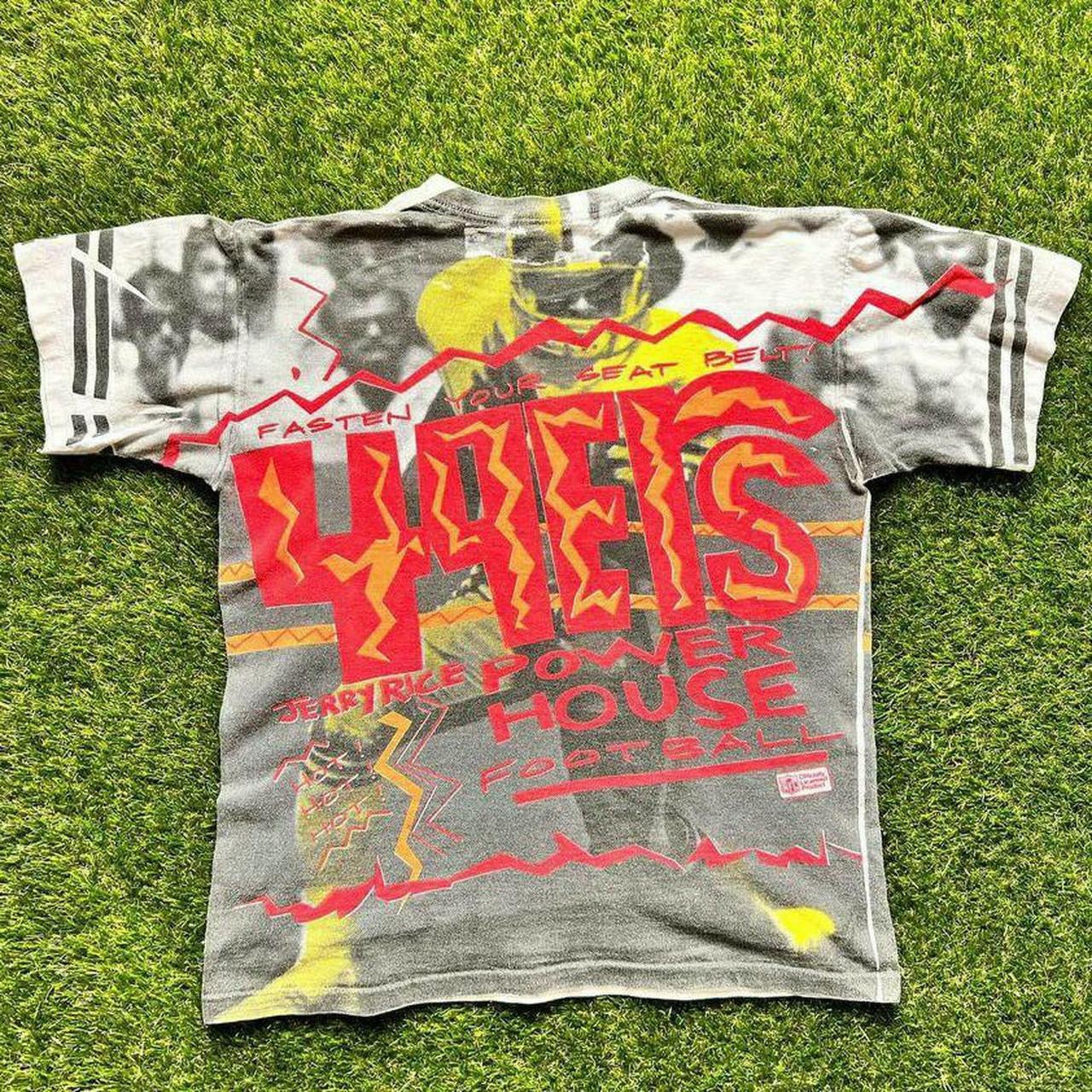 Jerry Rice: San Francisco 49ers’ VTG Retro AOP “Power House Football” Tee