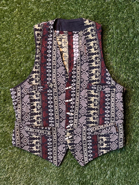 VTG Embroidery Reindeer Vest