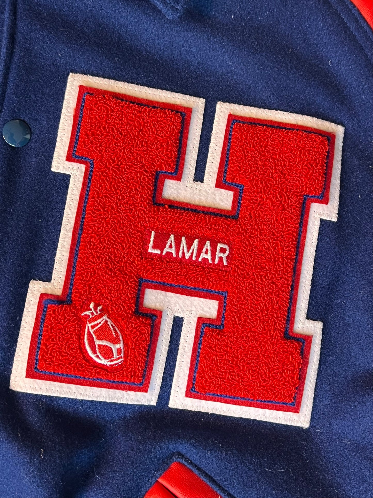 Blue & Red “H” Golf Varsity Letterman Jacket